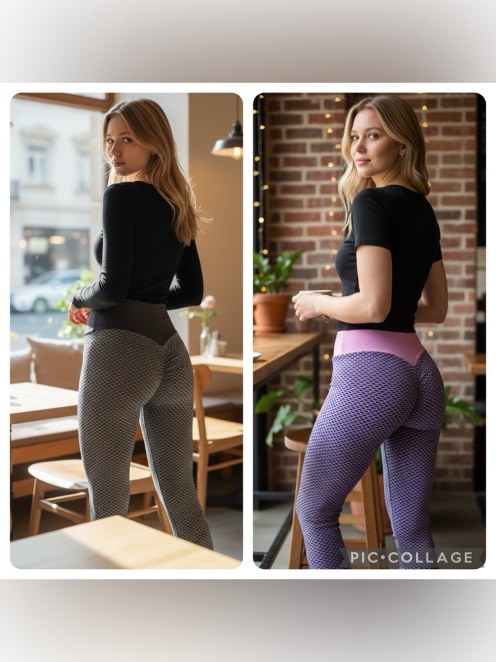 Tik Tok Booty Flatter Scrunch Seam High-Waist Textured Leggings - bundle of 2